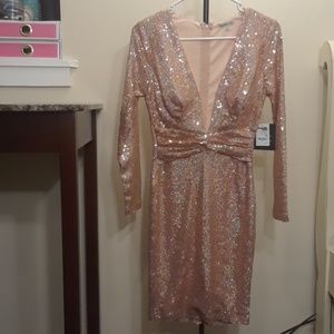 Deep V Neck Sequin Dress
